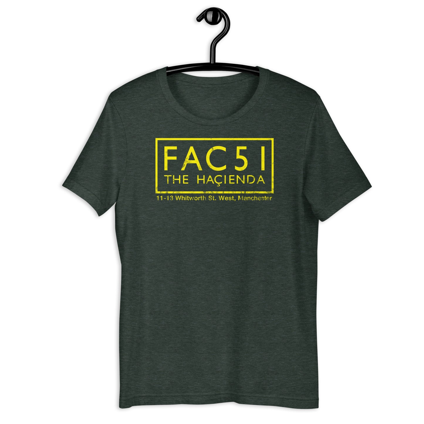 FAC 51 The Haçienda Distressed (Yellow) Manchester Club Logo Softstyle Tee