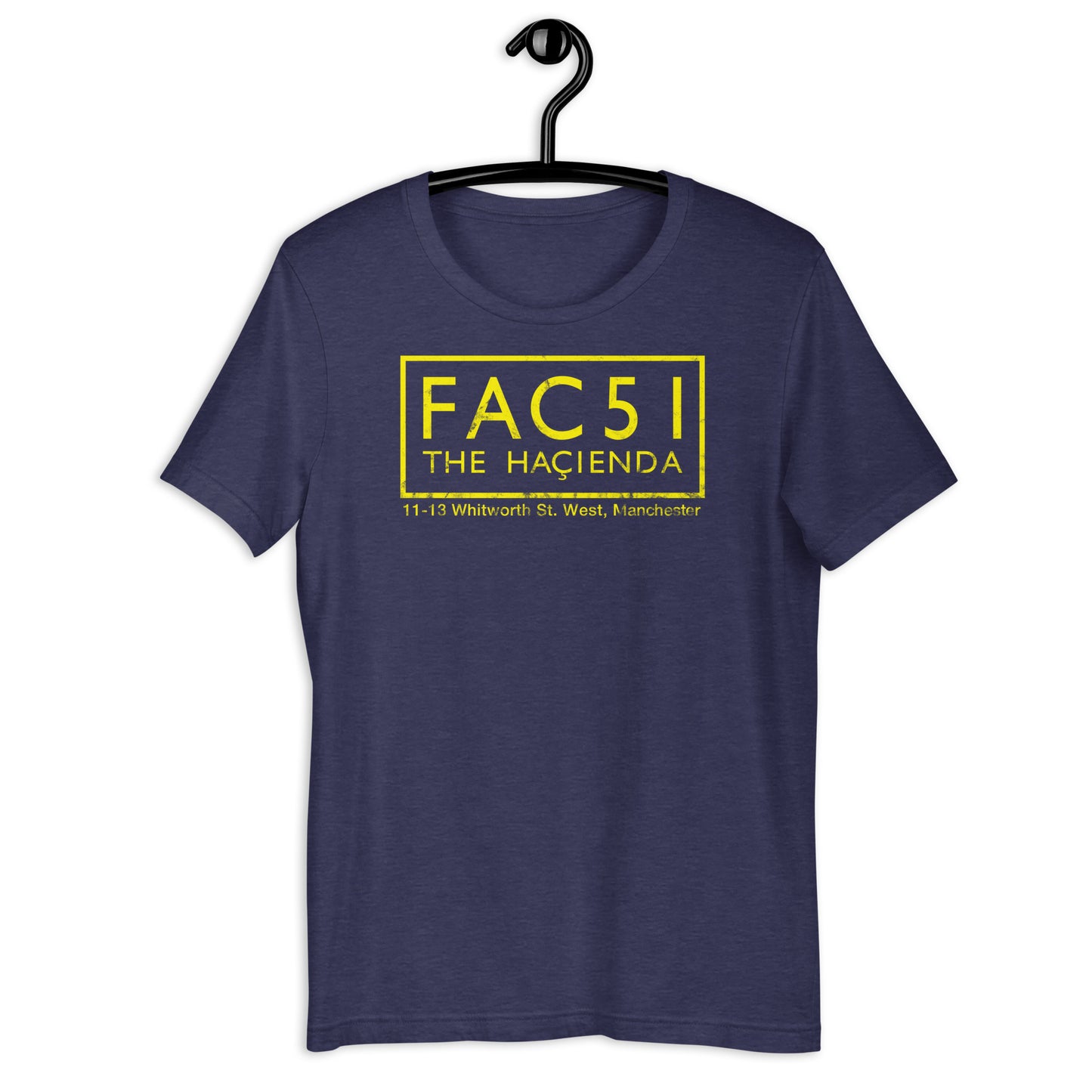 FAC 51 The Haçienda Distressed (Yellow) Manchester Club Logo Softstyle Tee