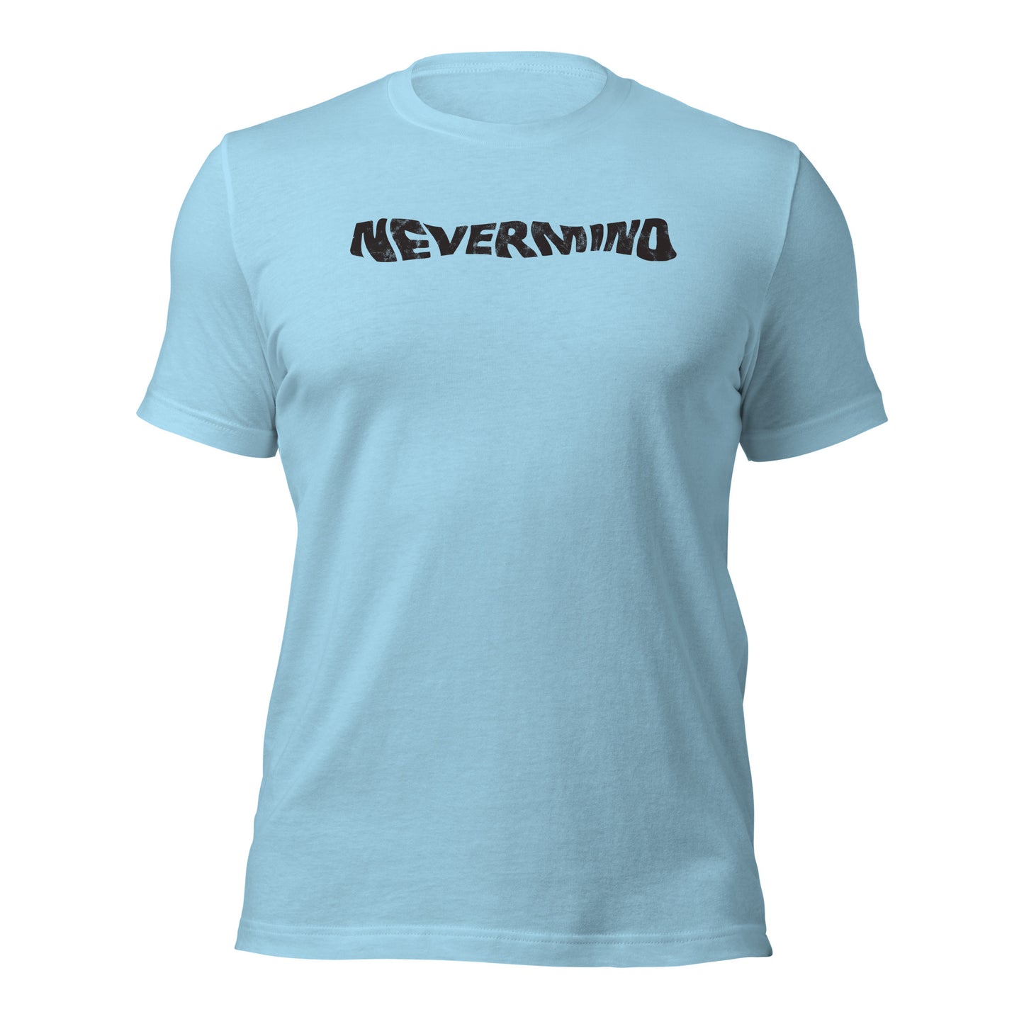 Nevermind Distressed Wordmark Grunge-Inspired Minimalist Sofstyle Tee