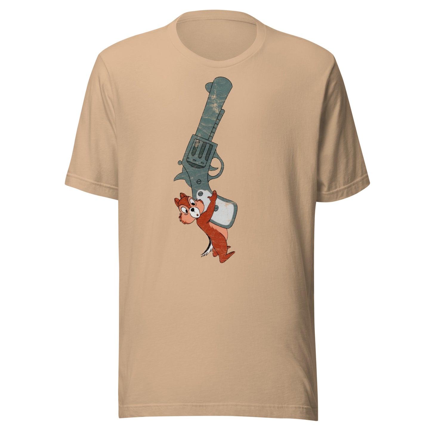Chipmunk With A Gun Distressed Softstyle Unisex Tee