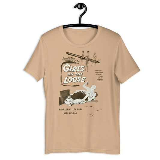 Girls on the Loose Vintage 50s Negative Space Movie Poster Softstyle Unisex Tee