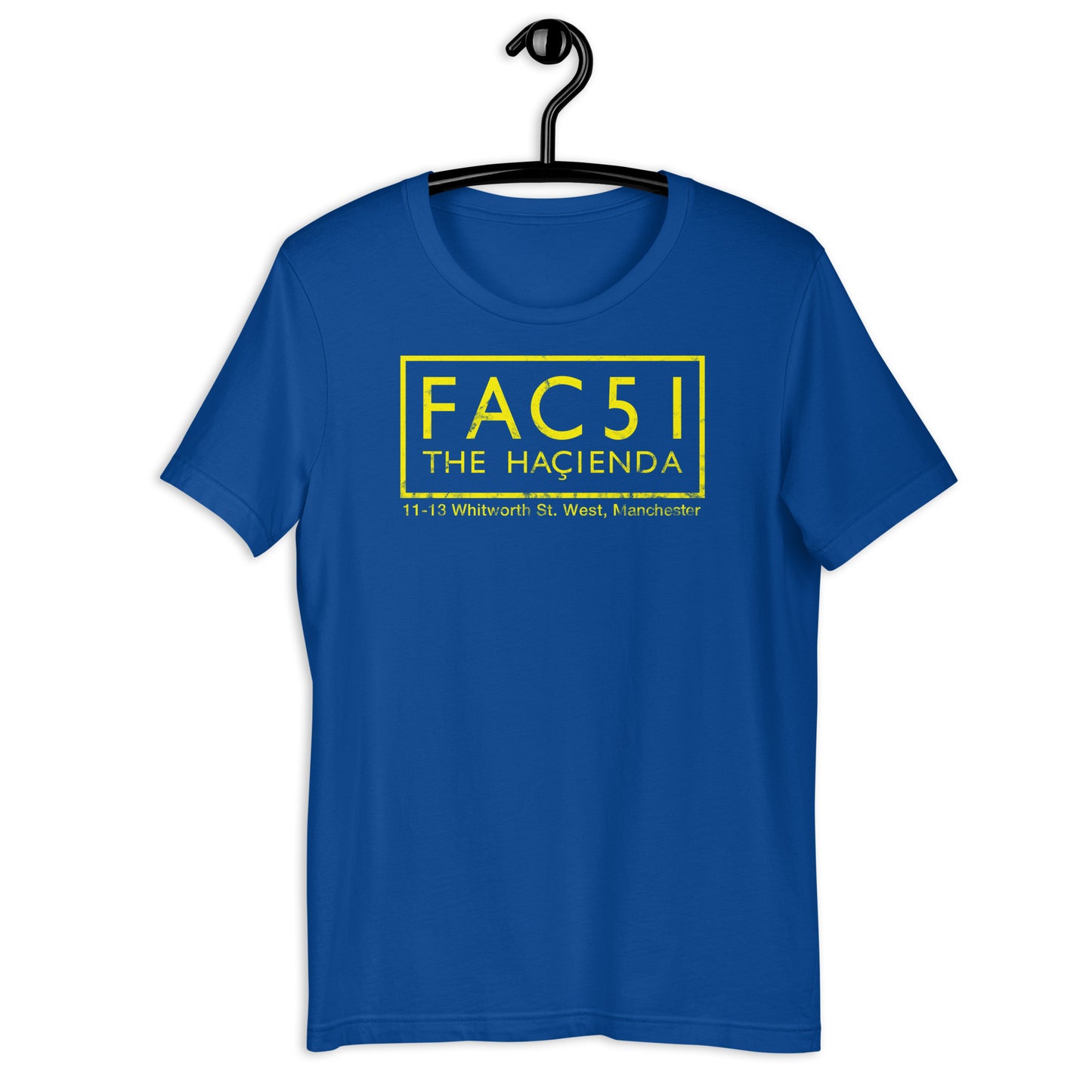 FAC 51 The Haçienda Distressed (Yellow) Manchester Club Logo Softstyle Tee