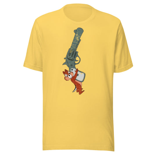 Chipmunk With A Gun Distressed Softstyle Unisex Tee