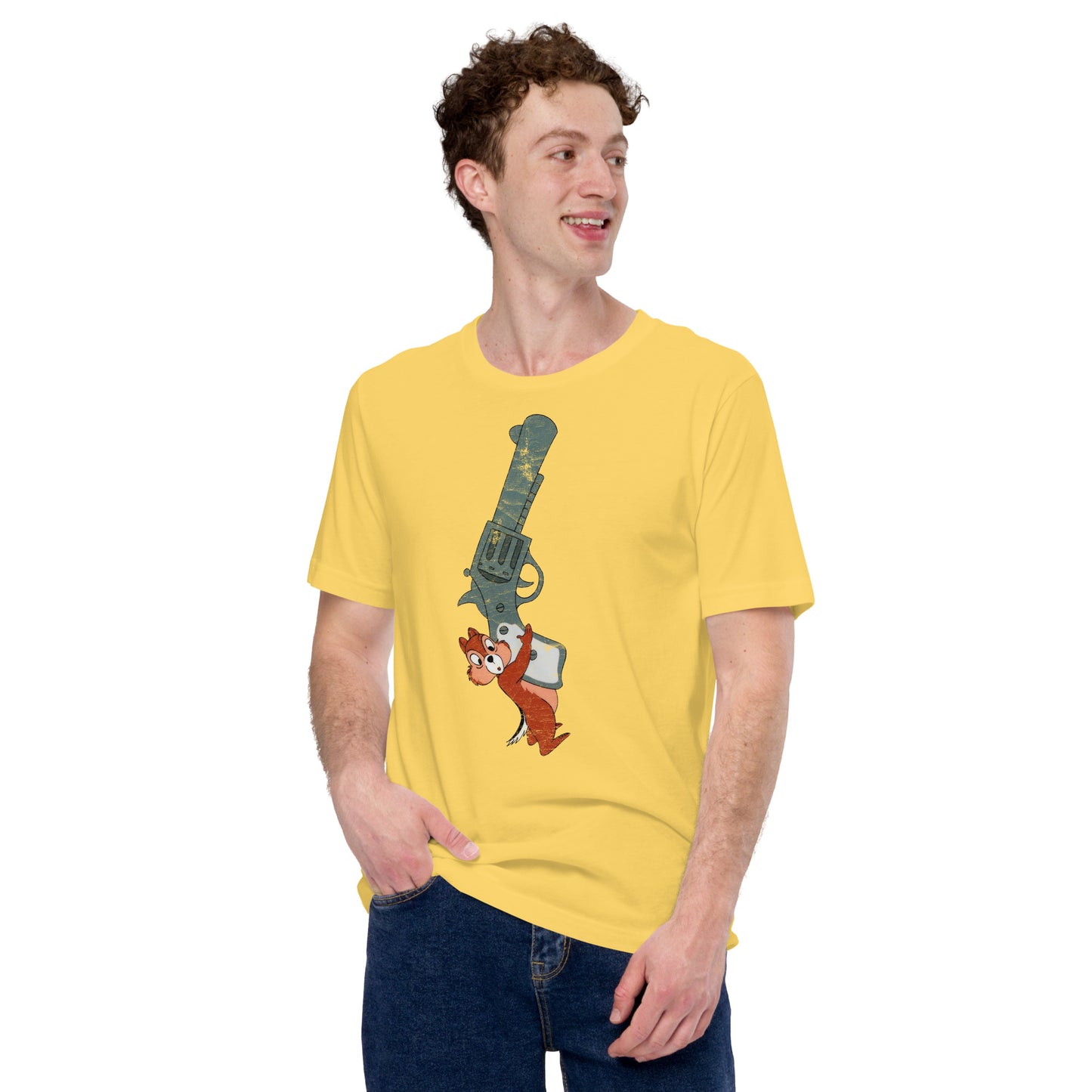 Chipmunk With A Gun Distressed Softstyle Unisex Tee
