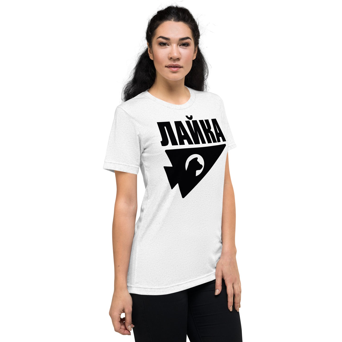 LAIKA The Russian Space Dog Cosplay As Worn by Kate Bishop ЛАЙКА Short Sleeve Tri-Blend T-Shirt
